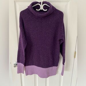 Cozy Two-Tone Purple Turtleneck Tunic Sweater